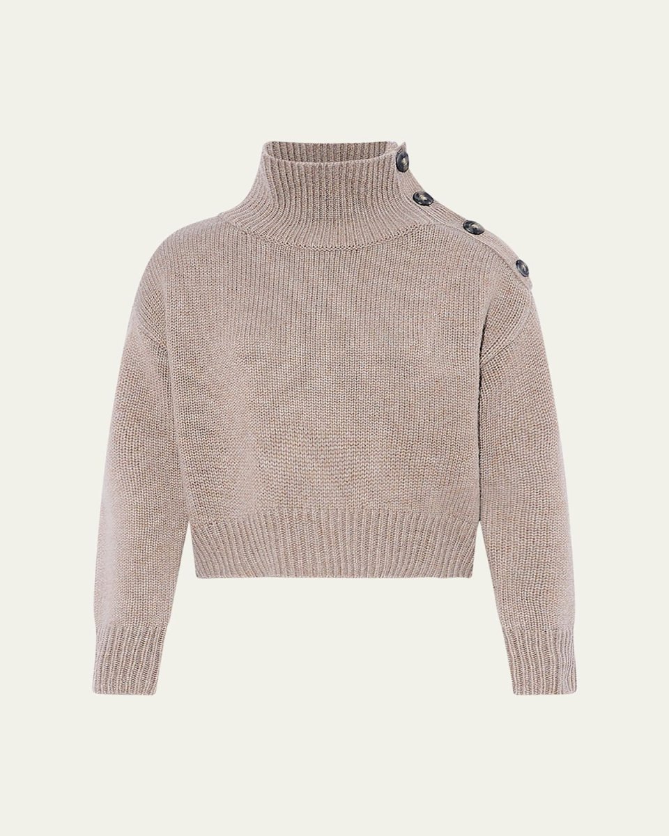 Buttoned Wool-Cashmere Sweat